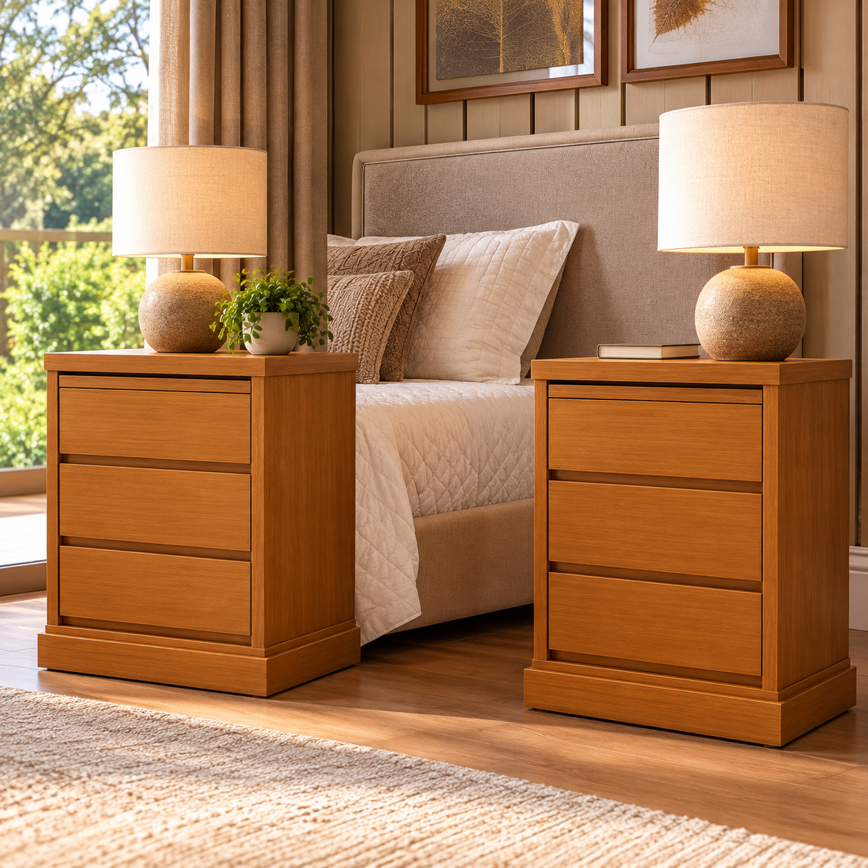 Mesa de Cabeceira Pinhal 70 x 40 x 50 - (02 Unidades) - Madeira Maciça - Móveis de Gramado