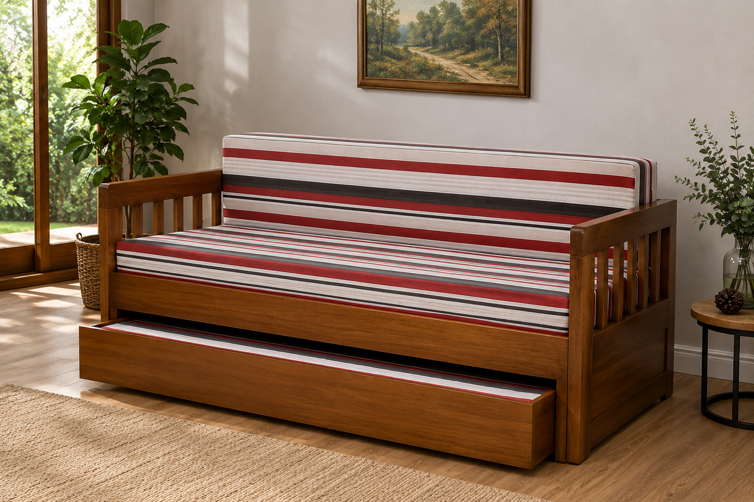 Sofa Cama Tricama Gramado 190 x 80/1,40 Aberto - Bicama 1,90 x 80 - Madeira Maciça - Móveis de Gramado - Imagem 2