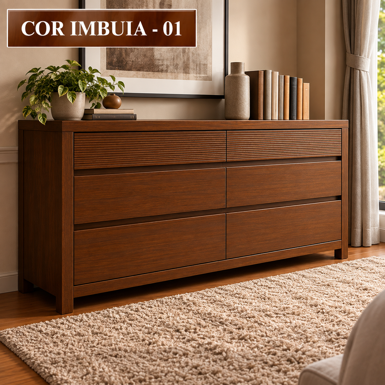 Cômoda Gramado 1,90 x 50 x 80 - (06 Gavetão) - (06 Gavetão) - Móveis de Gramado
