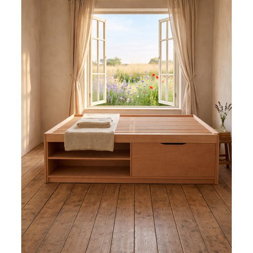 Cama Turca Com (01 Nichos / 01 Gavetões) - 1,60 x 2,00 x 60 - Madeira Maciça - Móveis de Gramado - Imagem 2