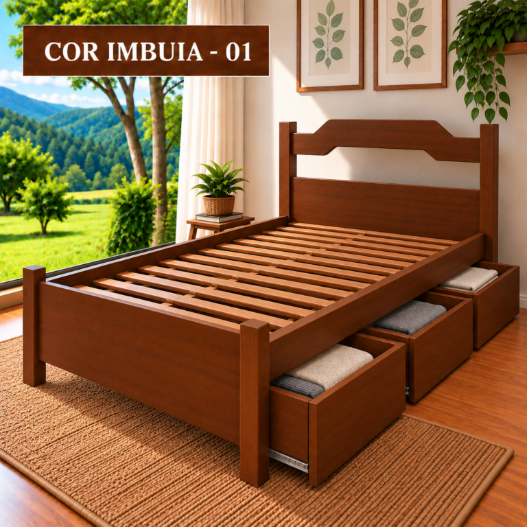 Cama Montanha 80 x 1,90 - (03 Gavetas) - Móveis de Gramado
