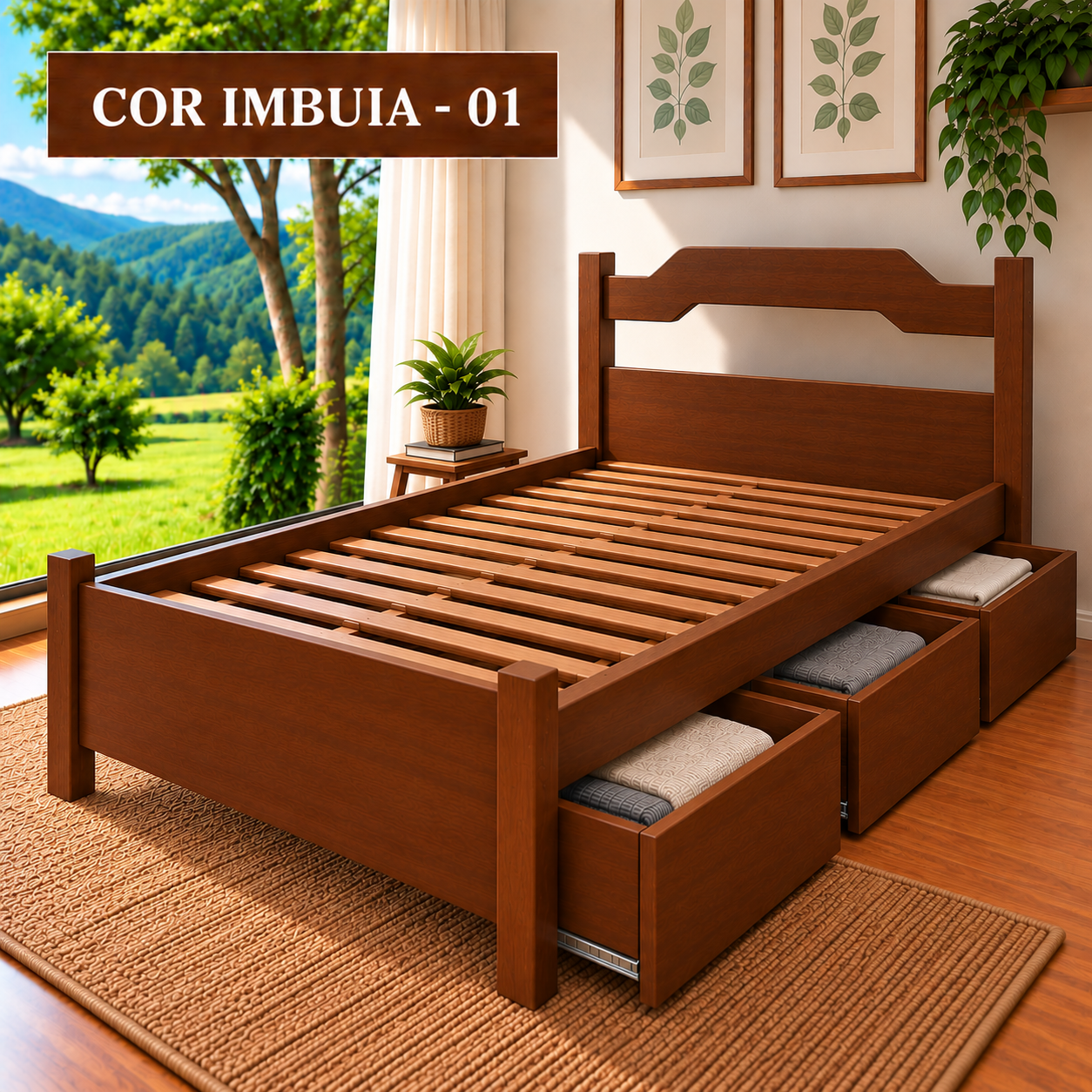 Cama Montanha 80 x 1,90 - (03 Gavetas) - Móveis de Gramado