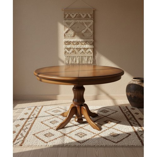 Mesa Redonda Elástica Farroupilha (1,10 x 1,10 +40cm Elástica) - Madeira Maciça - Móveis de Gramado
