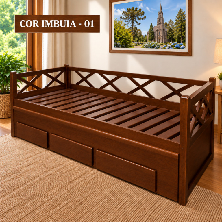 Bicama Com Gavetão Veranópolis 1,00 x 1,90 - (Bicama 80cm) - Móveis de Gramado