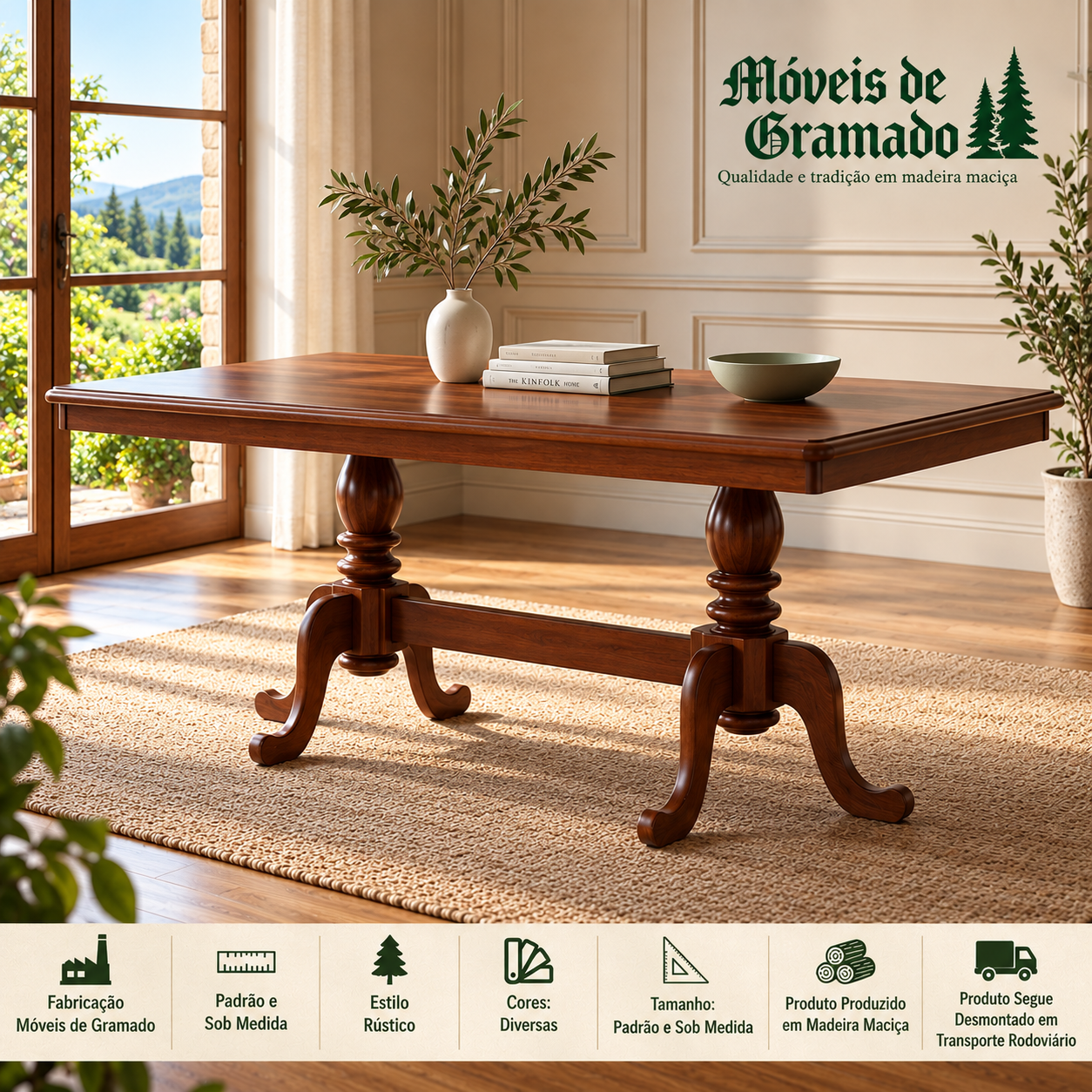 Mesa Retangular Pinhal 1,40 x 1,00 - Móveis de Gramado - Imagem 3
