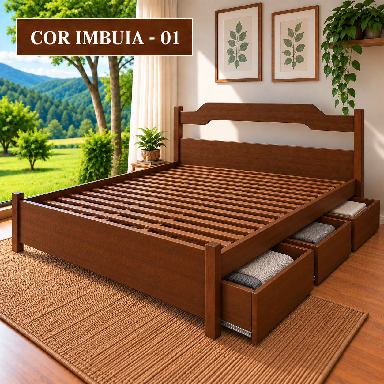 Cama Montanha 1,10 x 1,90 - (03 Gavetas) - Móveis de Gramado