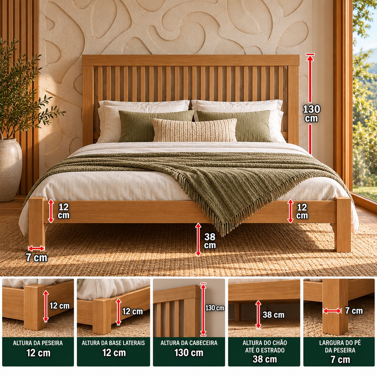Cama Dalarosa 80 x 1,90 - Madeira Maciça - Móveis de Gramado - Imagem 2