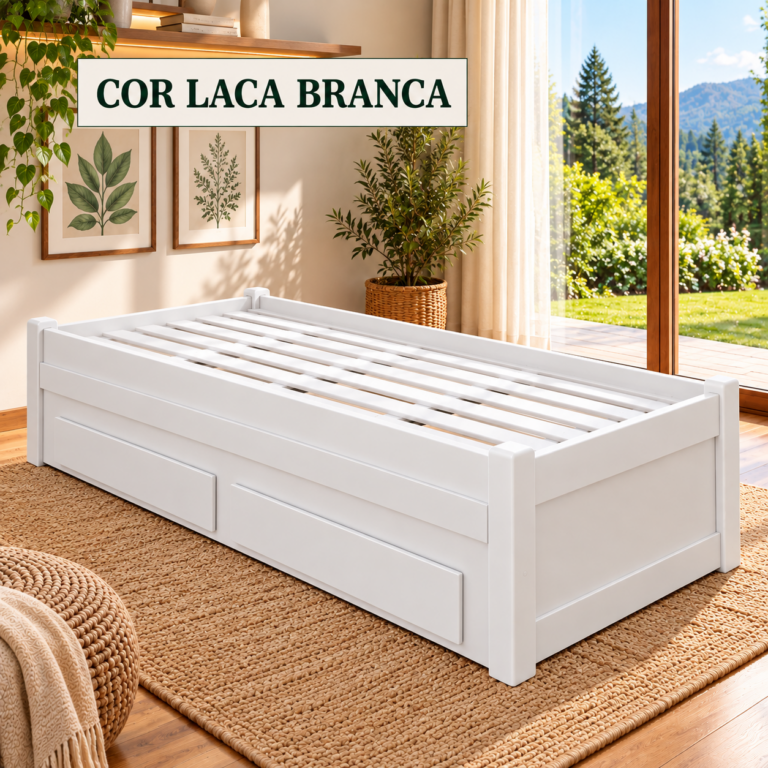 Bicama Com Gavetão Solamar 1,00 x 1,90 - Madeira Maciça - Móveis de Gramado