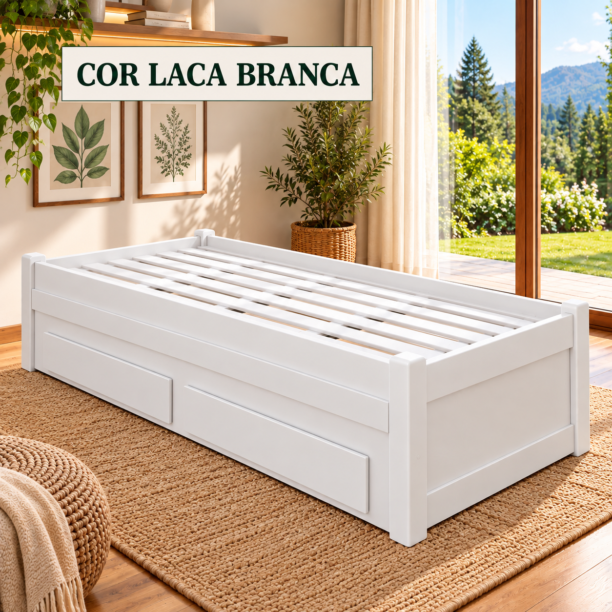Bicama Com Gavetão Solamar 1,00 x 1,90 - Madeira Maciça - Móveis de Gramado