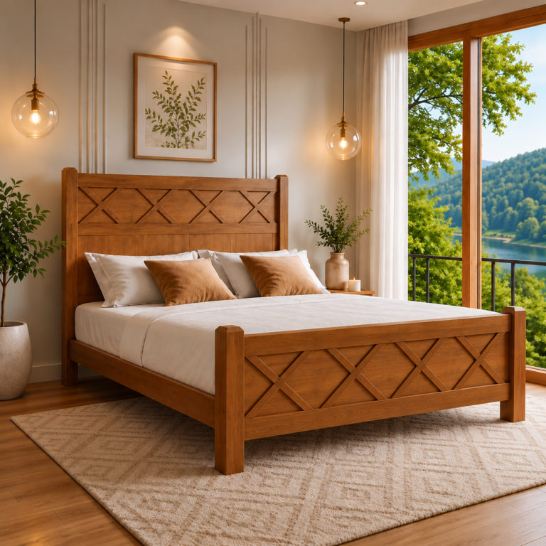 Cama Gravatal Peseira Alta 1,95 x 2,05 - Madeira Maciça - Móveis de Gramado